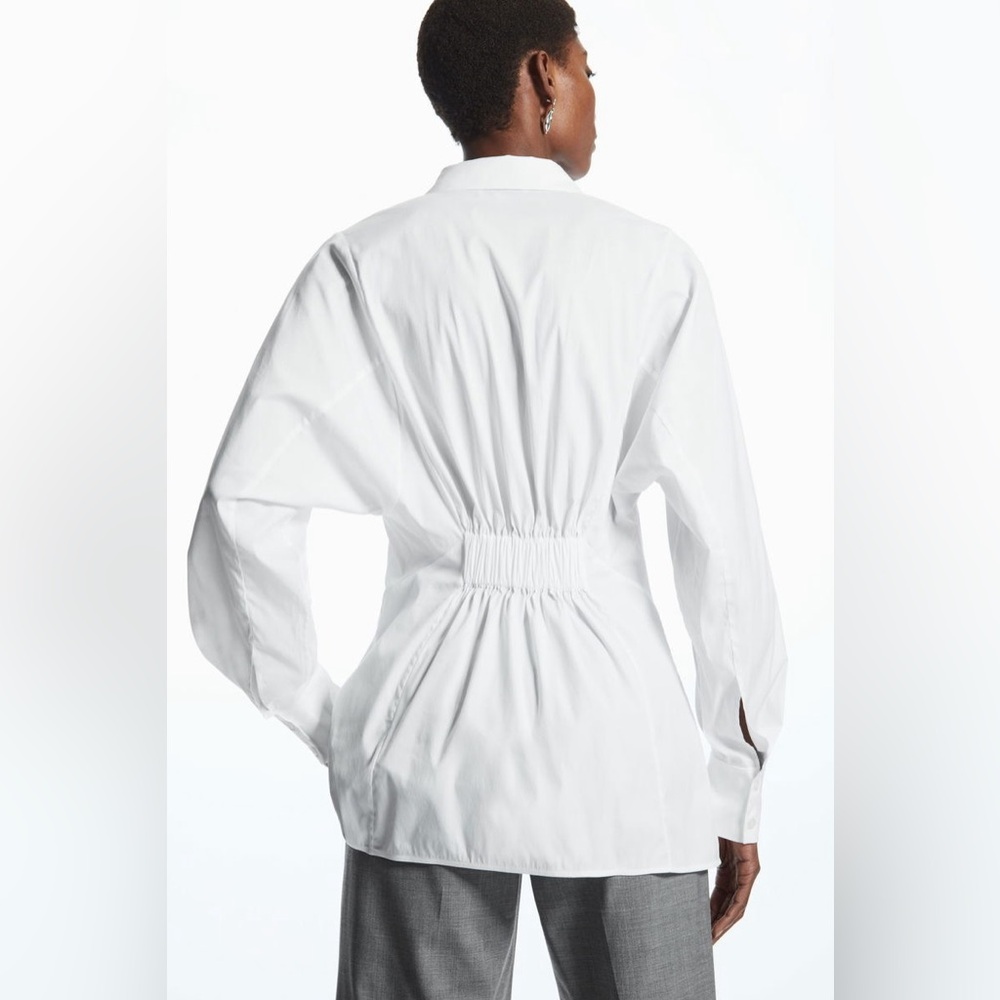 NWOT| COS white oversized waisted poplin shirt US6